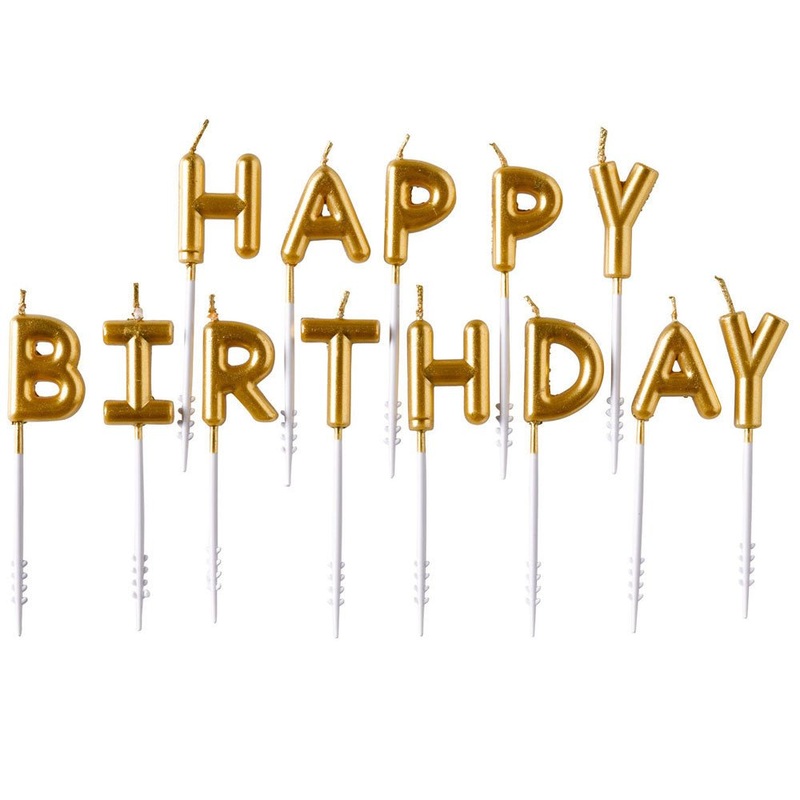 Happy Birthday Cake Candles Gold