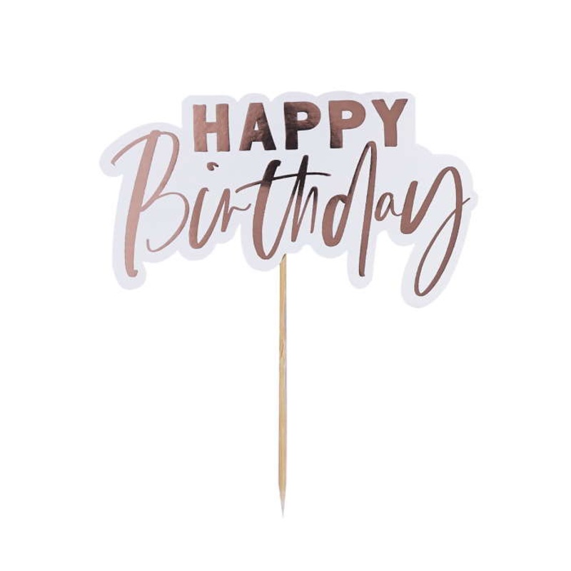 Happy Birthday Rose Gold Cake Topper 15cm
