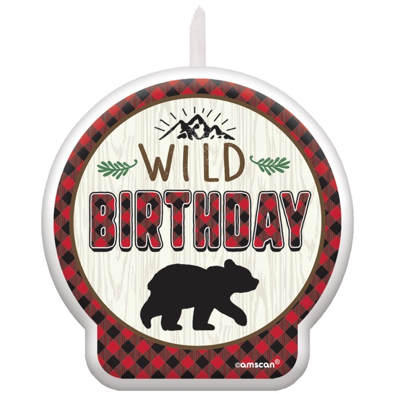 Little Lumberjack Bear Party Cake Candles
