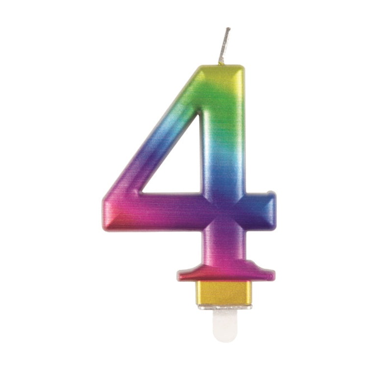 Metallic Rainbow Cake Candle Number 4
