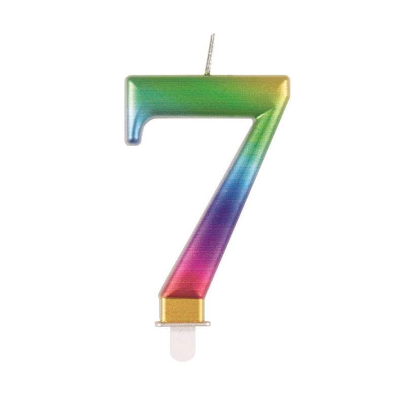 Metallic Rainbow Number 7 Cake Candle