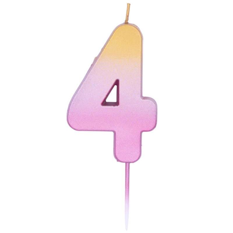 Number 4 Cake Candle - Rose Gold Ombre
