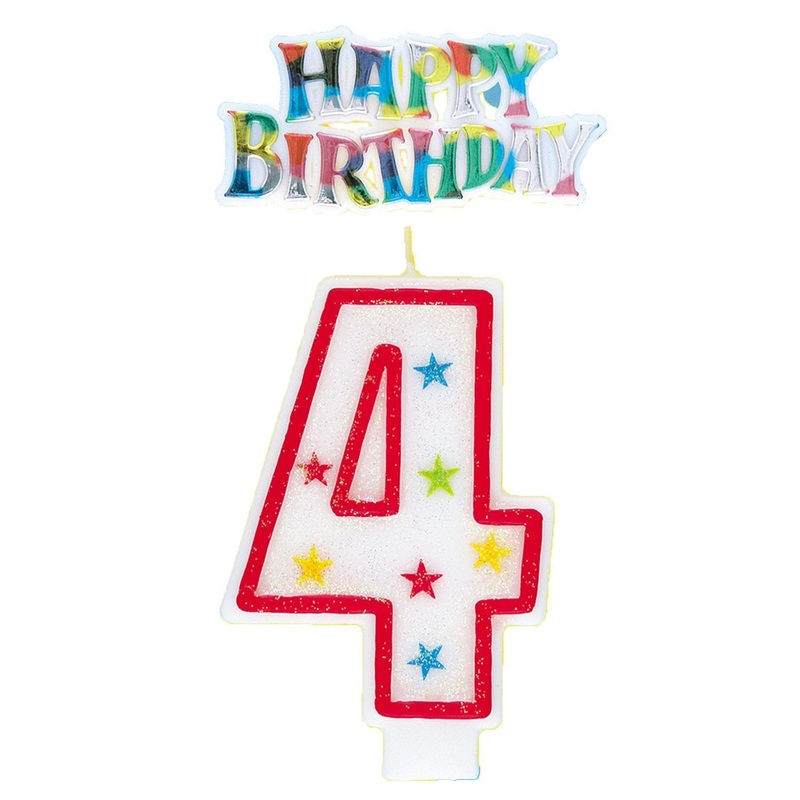 Number 4 Candle With Cake Topper