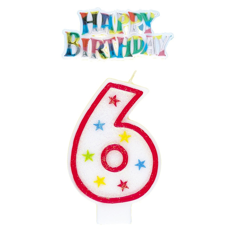 Number 6 Candle With Cake Topper
