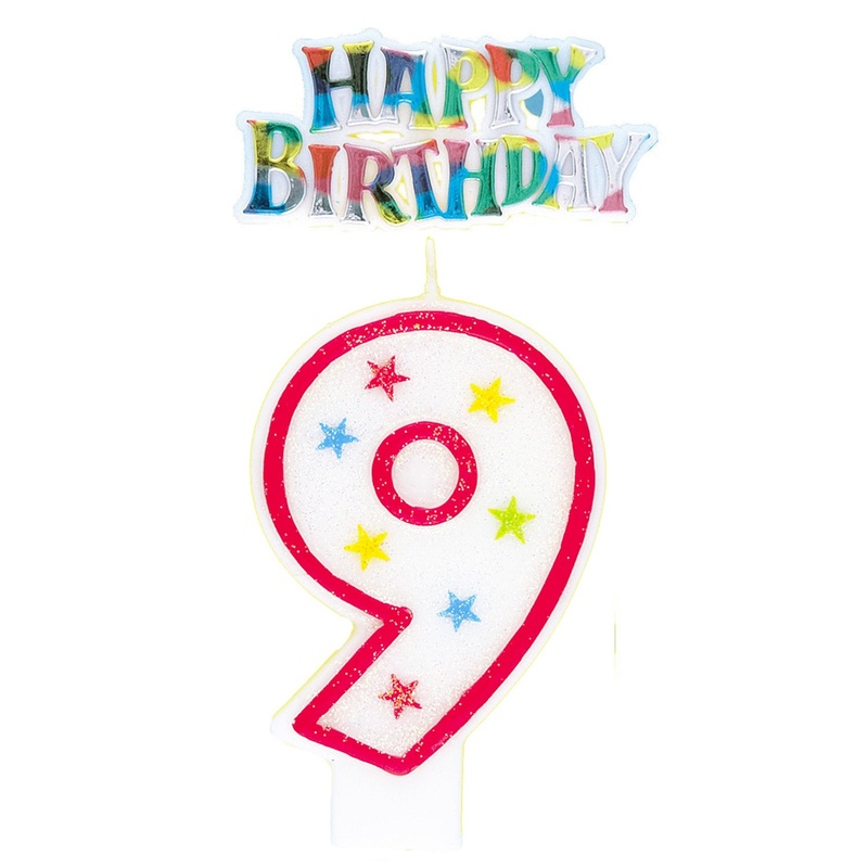 Number 9 Candle With Cake Topper