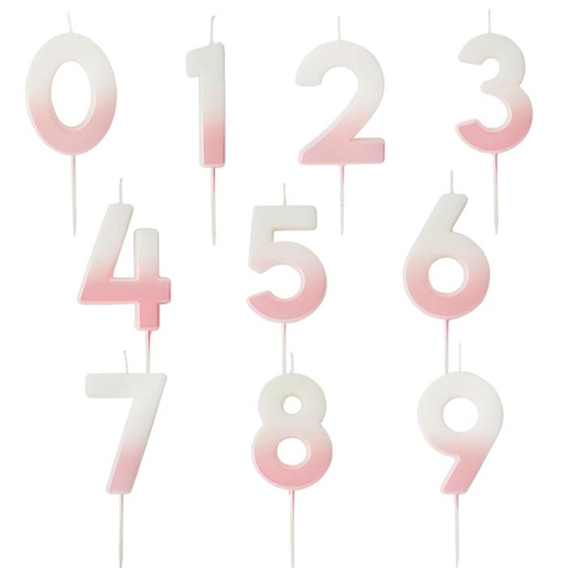 Pink Ombre Birthday Cake Number Candles 0-9