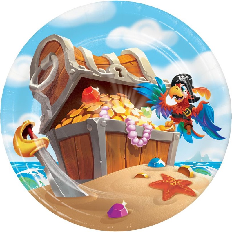 Pirate Treasure Party Cake Plates Pack of 8