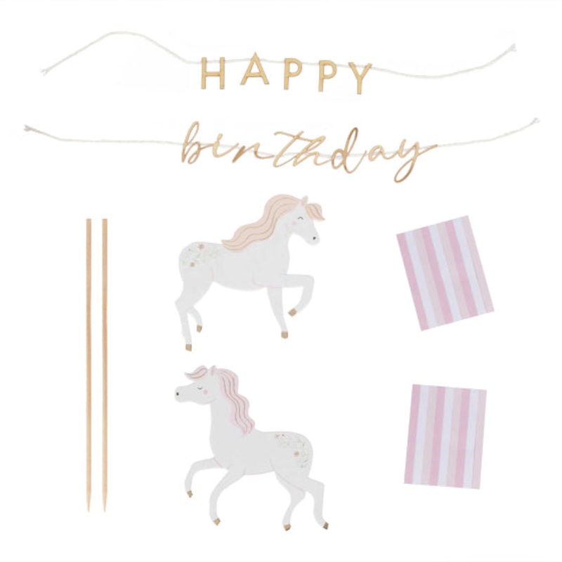 Princess Party Unicorn Happy Birthday Cake Topper 15cm x 15cm Each