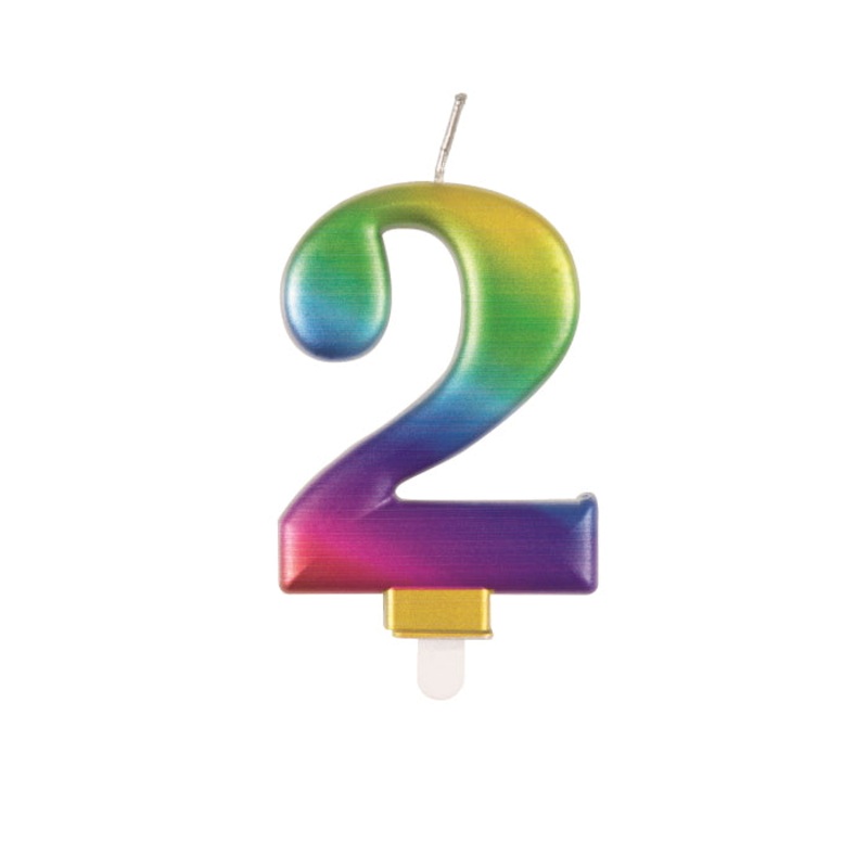 Rainbow Metallic Cake Candle Number 2