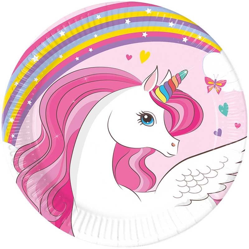 Rainbow Unicorn Cake Plates Pack of 8
