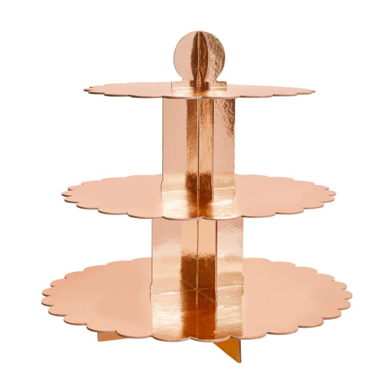 Rose Gold 3 Tier Cupcake Stand 34cm