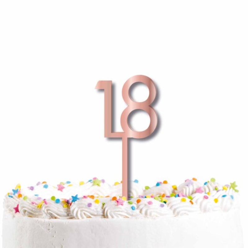 Rose Gold Acrylic 18 Cake Topper Pick Each