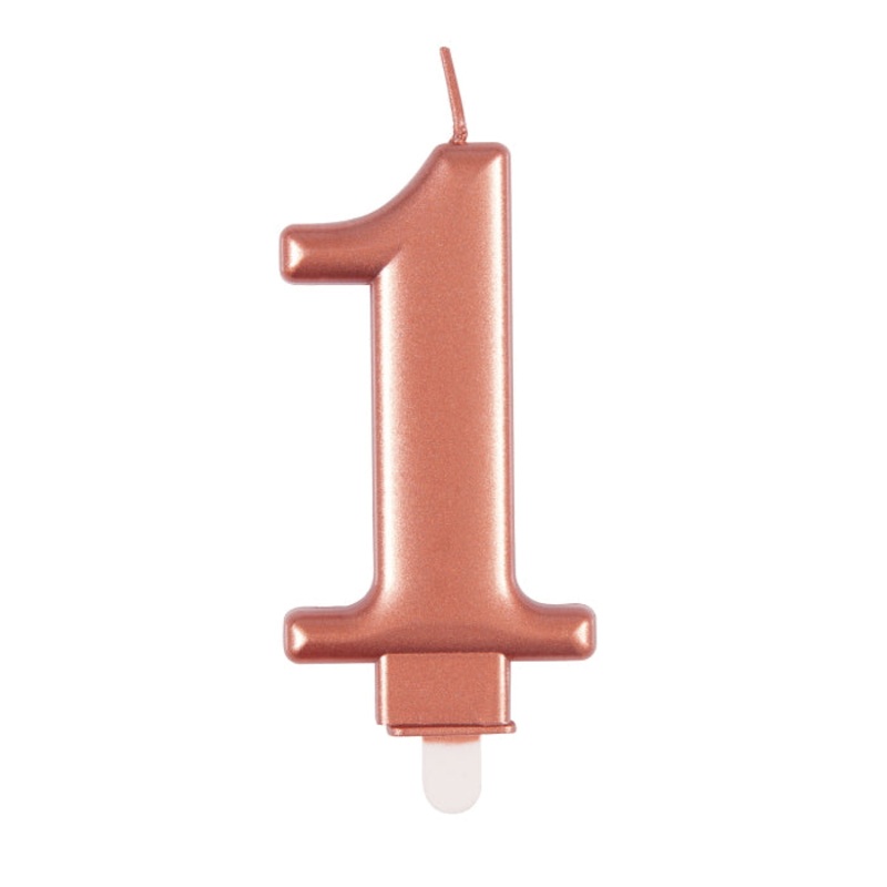 Rose Gold Metallic Number 1 Cake Candle