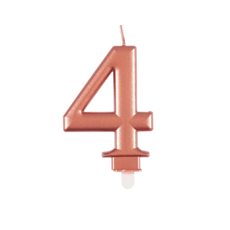 Rose Gold Metallic Number 4 Cake Candle