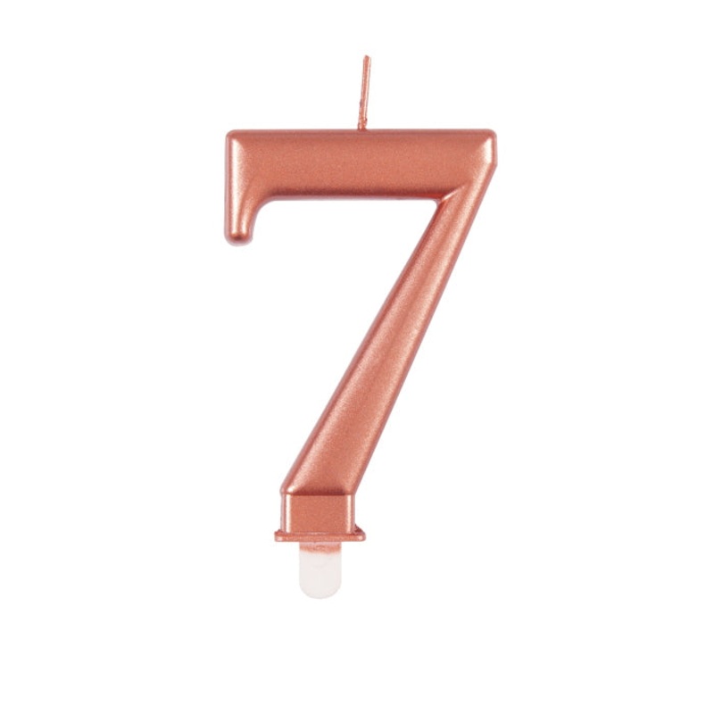 Rose Gold Metallic Number 7 Cake Candle
