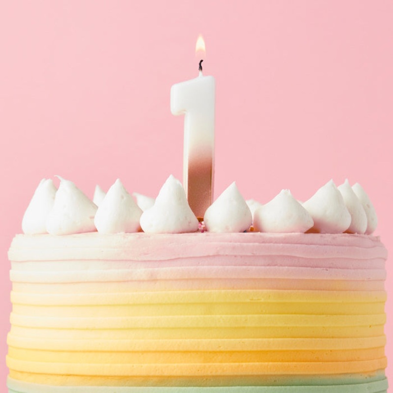 Rose Gold Ombre Number 1 Cake Candle