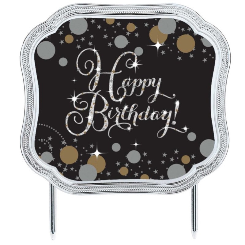Sparkling Celebration Add Any Age Happy Birthday Cake Topper And 28 Stickers