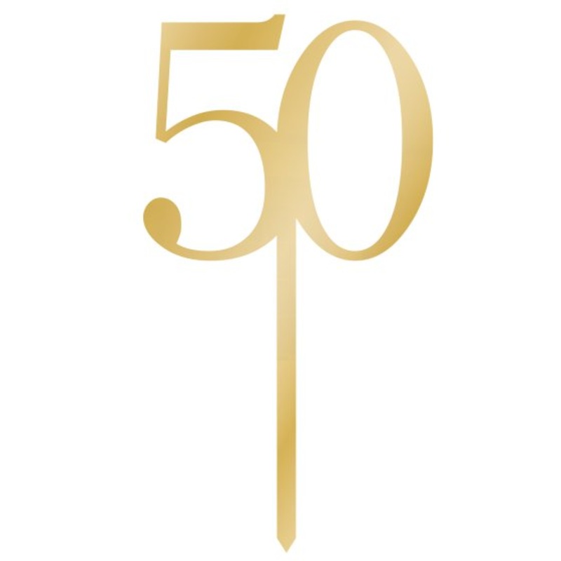 Sparkling Celebration Gold Acrylic Pick 50 Cake Topper 8cm x 15cm Each