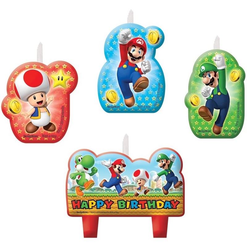 Super Mario Birthday Cake Candles Pack of 4