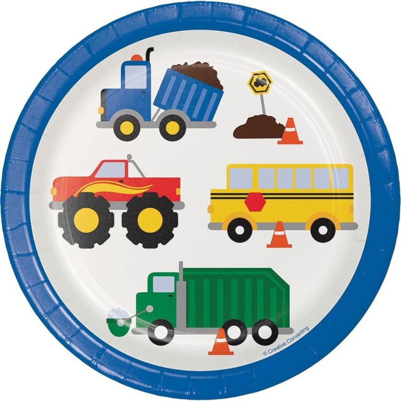 Traffic Jam Vehicle Party Cake Plates Pack of 8