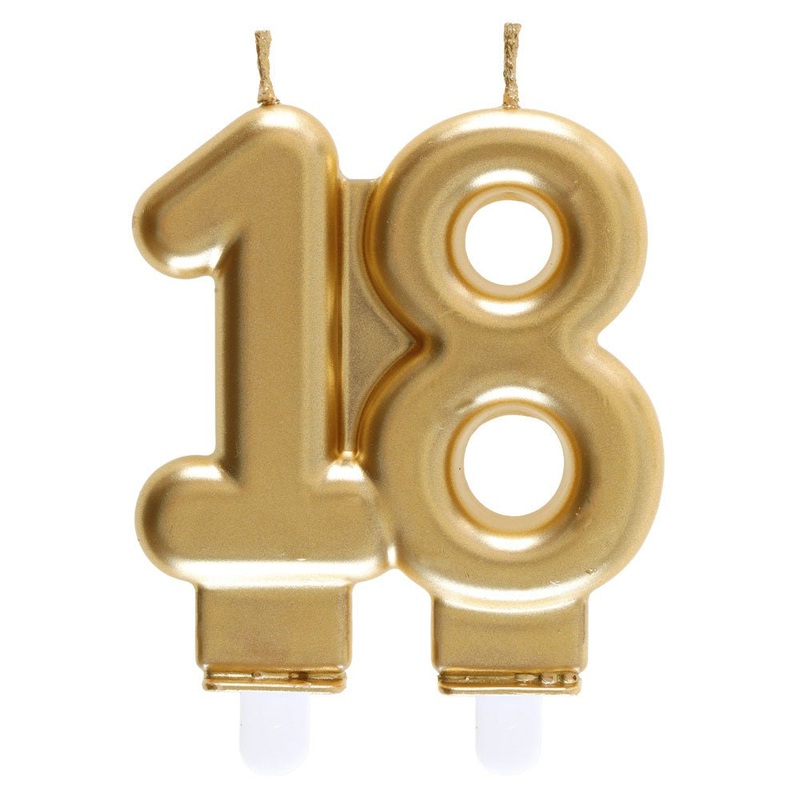 18-Years Birthday Cake Candle Gold