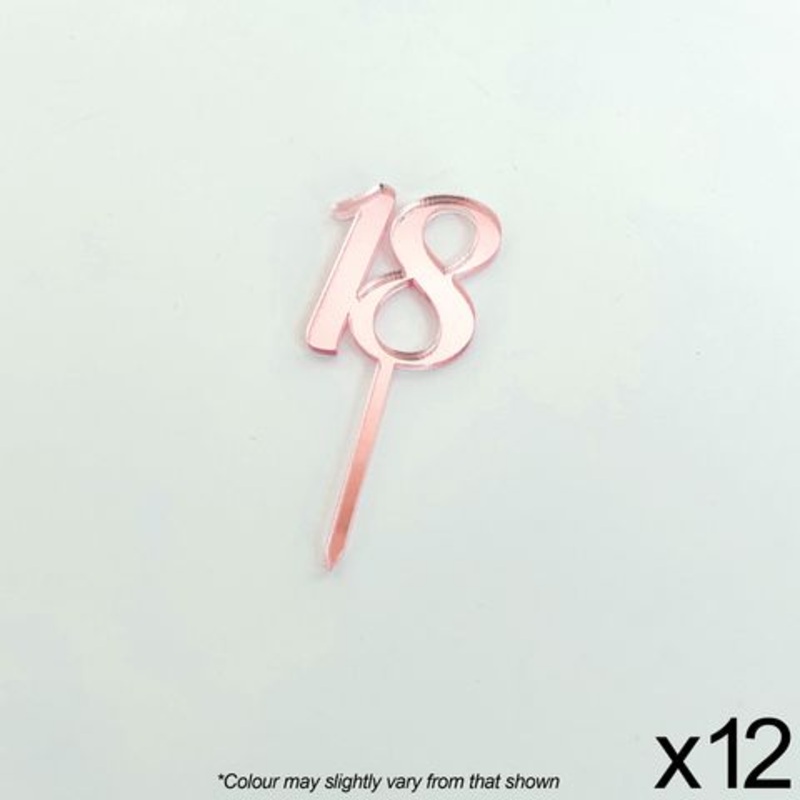 Acrylic Cupcake Topper #18 Rose Gold 12pk