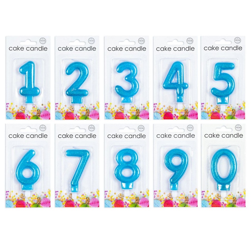 Cake Candle Glittery Light Blue