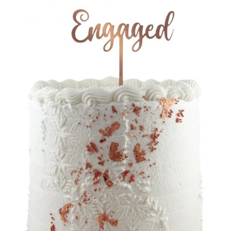 Cake Topper Acrylic 2mm Engaged Rose Gold