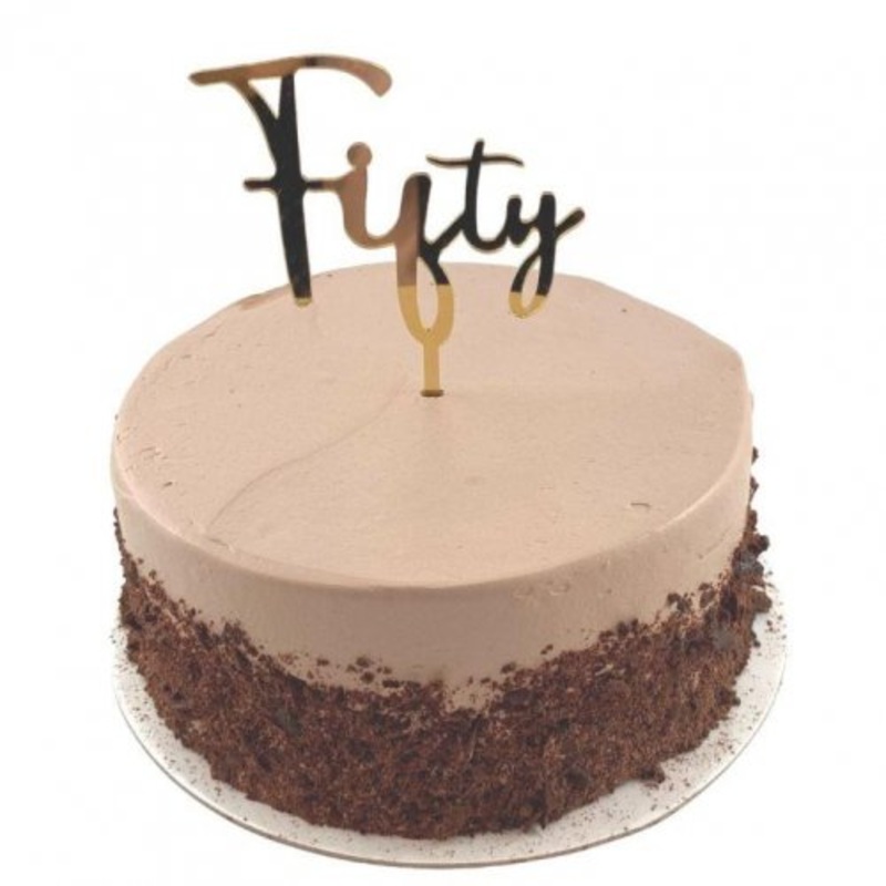 Cake Topper Acrylic 2mm Fifty Gold