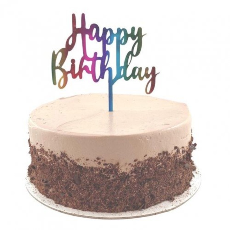 Cake Topper Acrylic 2mm Happy Birthday Rainbow