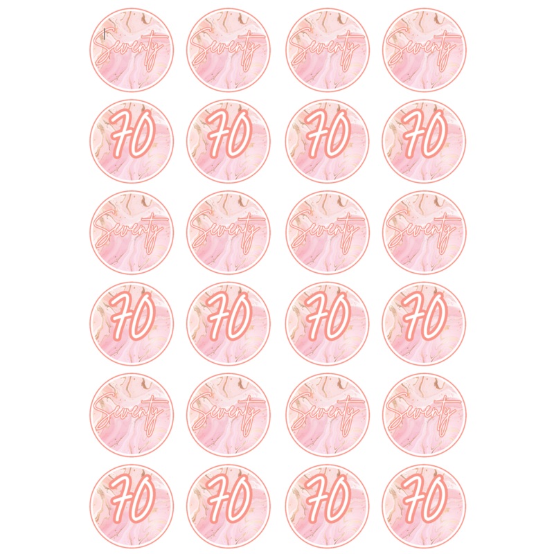 Edible Cupcake Toppers - 70th Rose Gold
