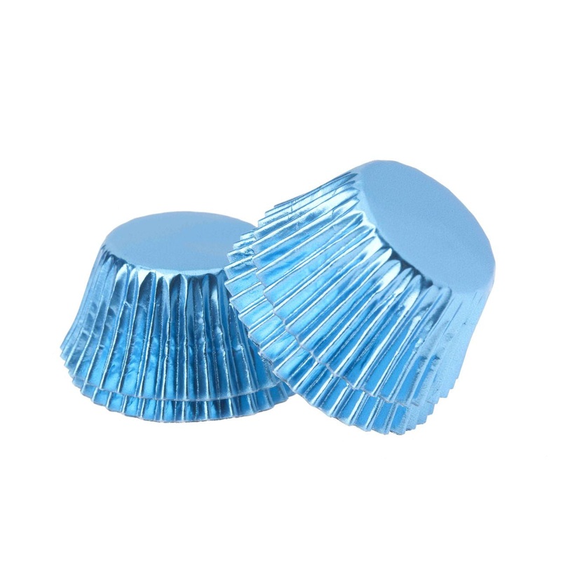 Foil Mini Cupcake Cups Baby Blue - 30pk