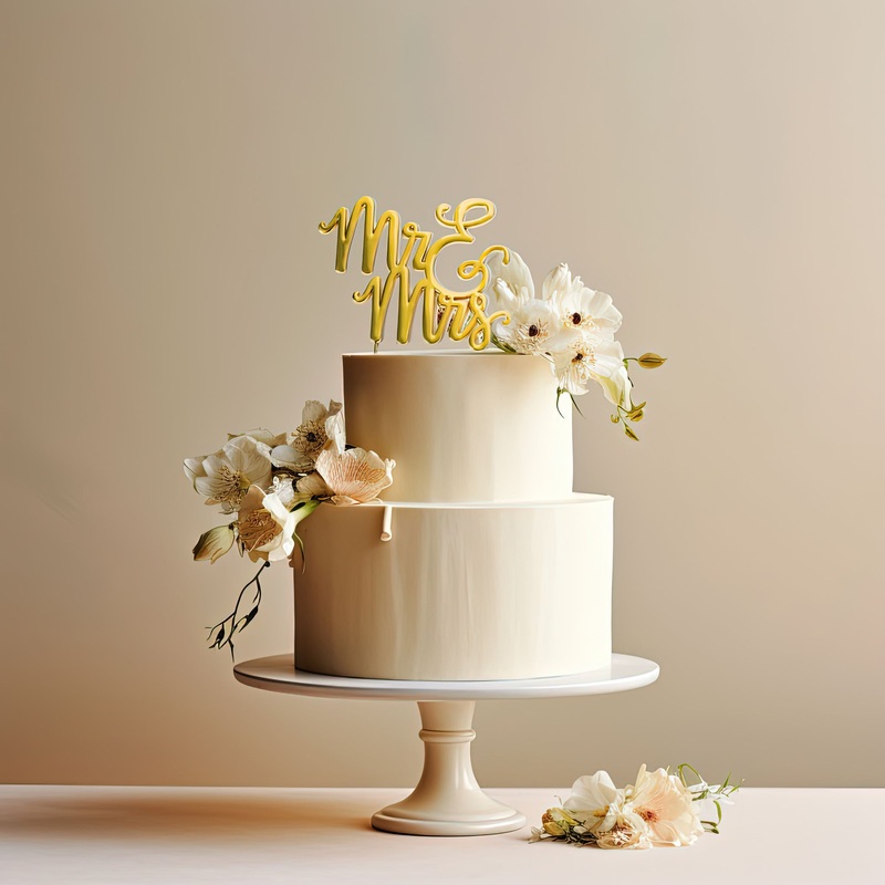 GOLD Plated Cake Topper - MR & MRS