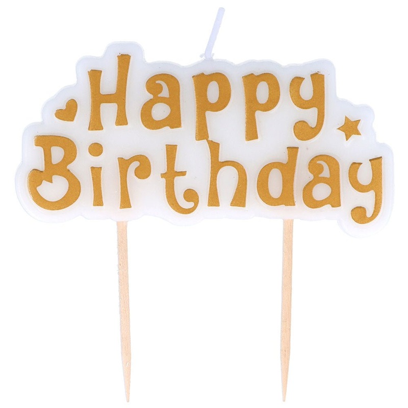 Happy Birthday Cake Candle Gold