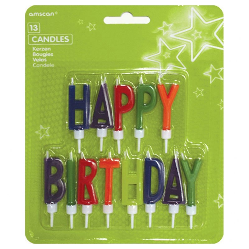 Happy Birthday Cake Candle Multicolored