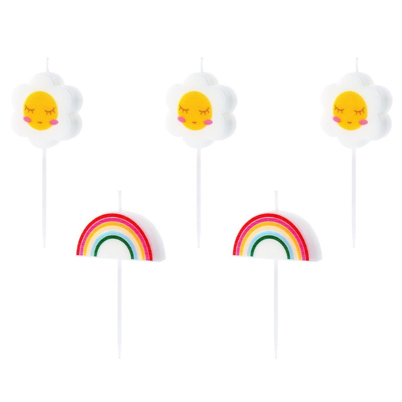 Happy Sky Rainbow Flower Cake Candle