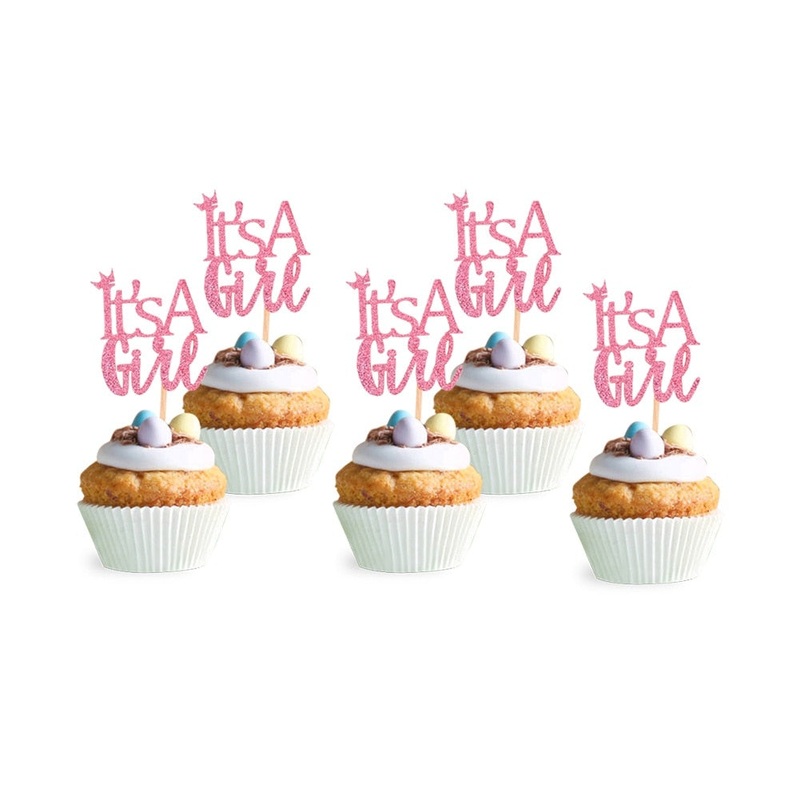It's A Girl Cupcake Topper Picks 12pcs
