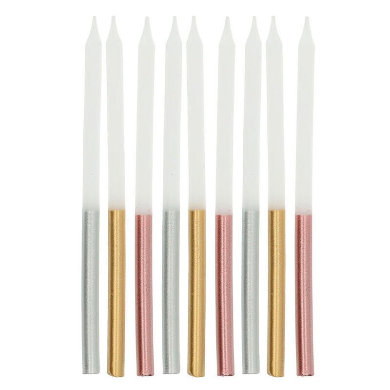 Long Cake Candles Metallic Glamour