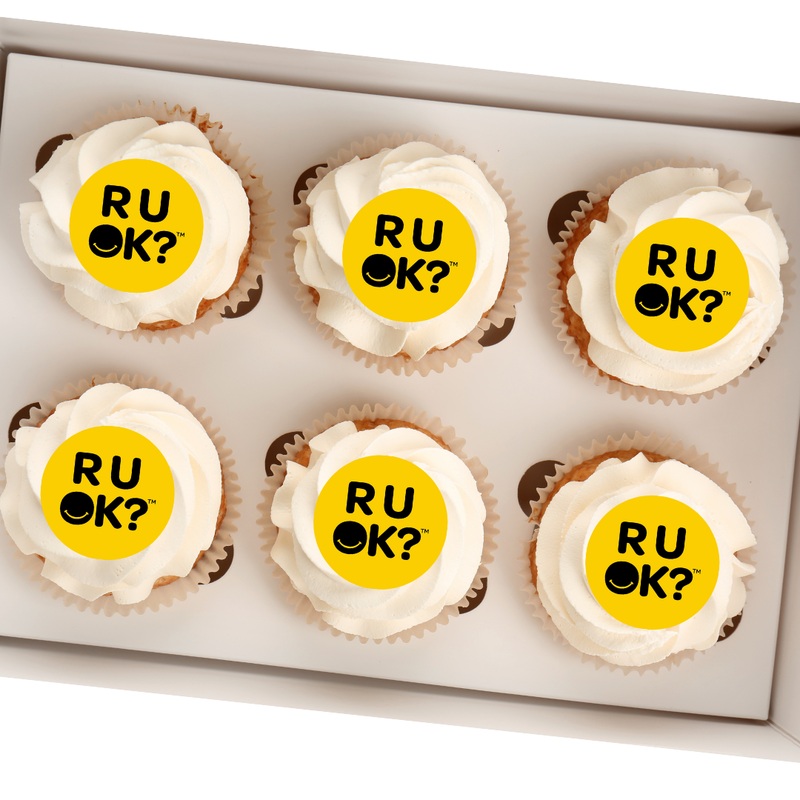 R U OK? Logo Edible Icing Image - 24 Cupcake Toppers