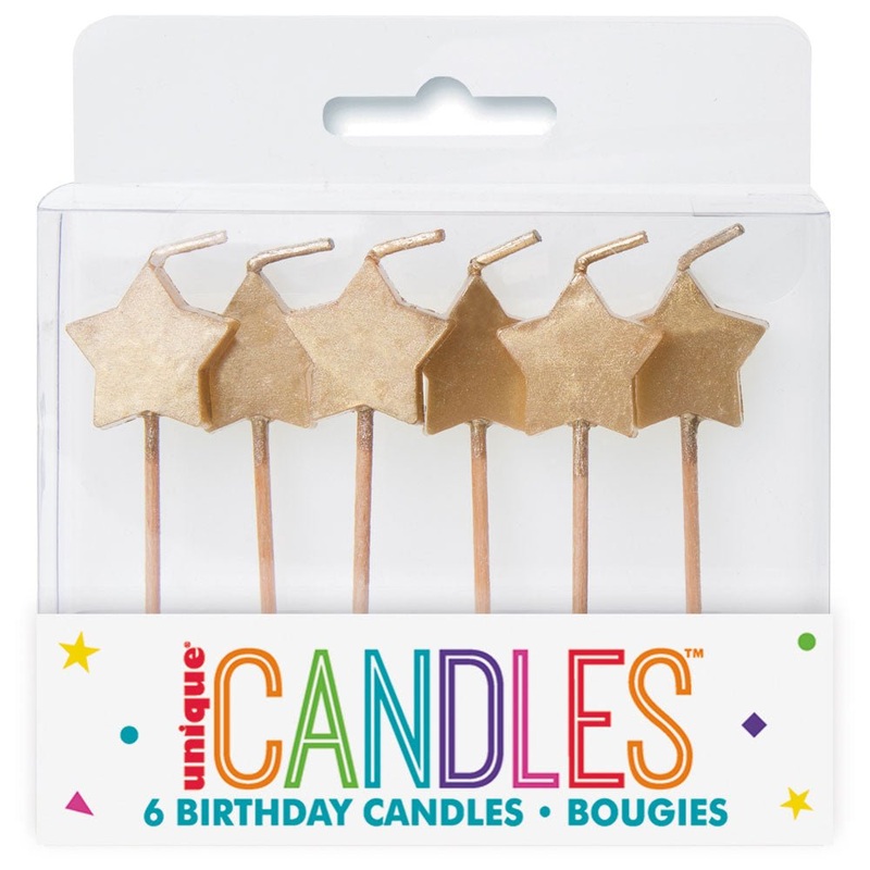 Star Cake Candles Gold