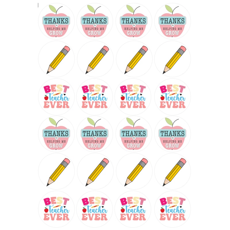 Teacher Edible Icing Sheet 24 Cupcake Toppers