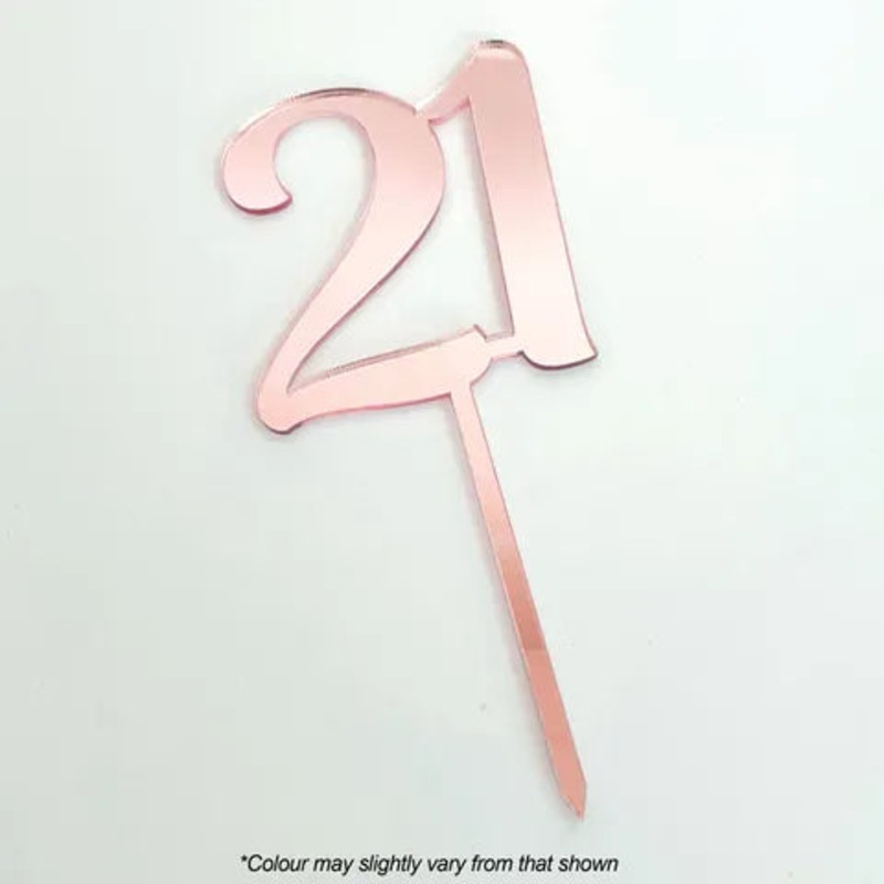 #21 Rose Gold Mirror Acrylic Cake Topper | Cake Craft