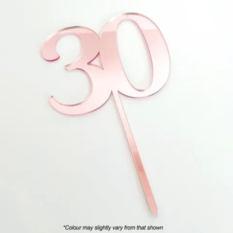 #30 Rose Gold Mirror Acrylic Cake Topper | Cake Craft