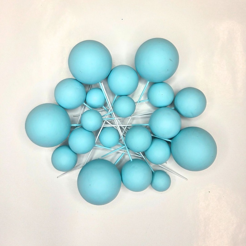 Cake Ball Toppers 20pc Mixed Sizes - Matte Light Blue