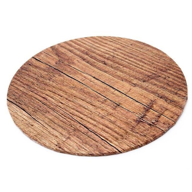 Cake Board Round Wood Look 12 Inch