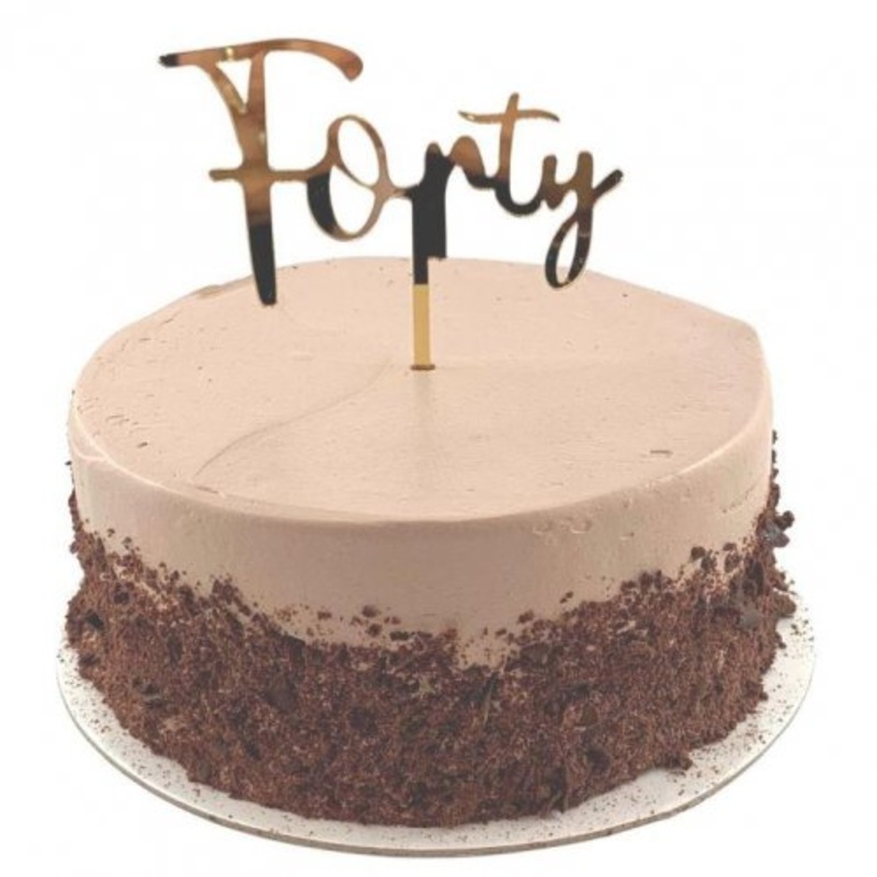 Cake Topper Acrylic 2mm Forty Gold