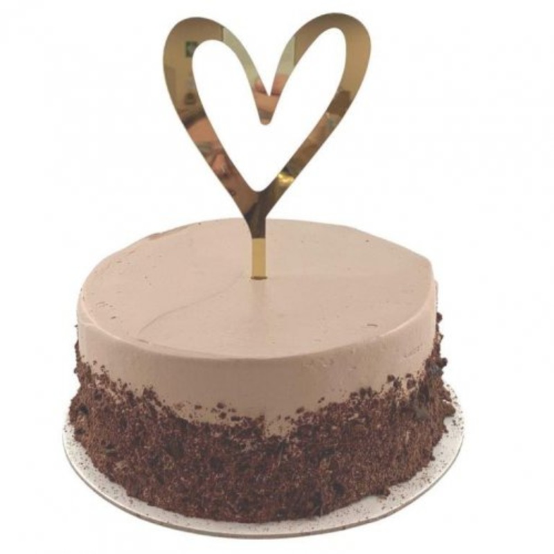 Cake Topper Acrylic 2mm Heart Gold