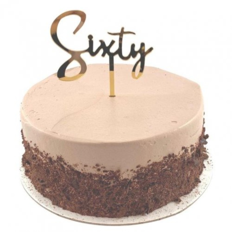 Cake Topper Acrylic 2mm Sixty Gold