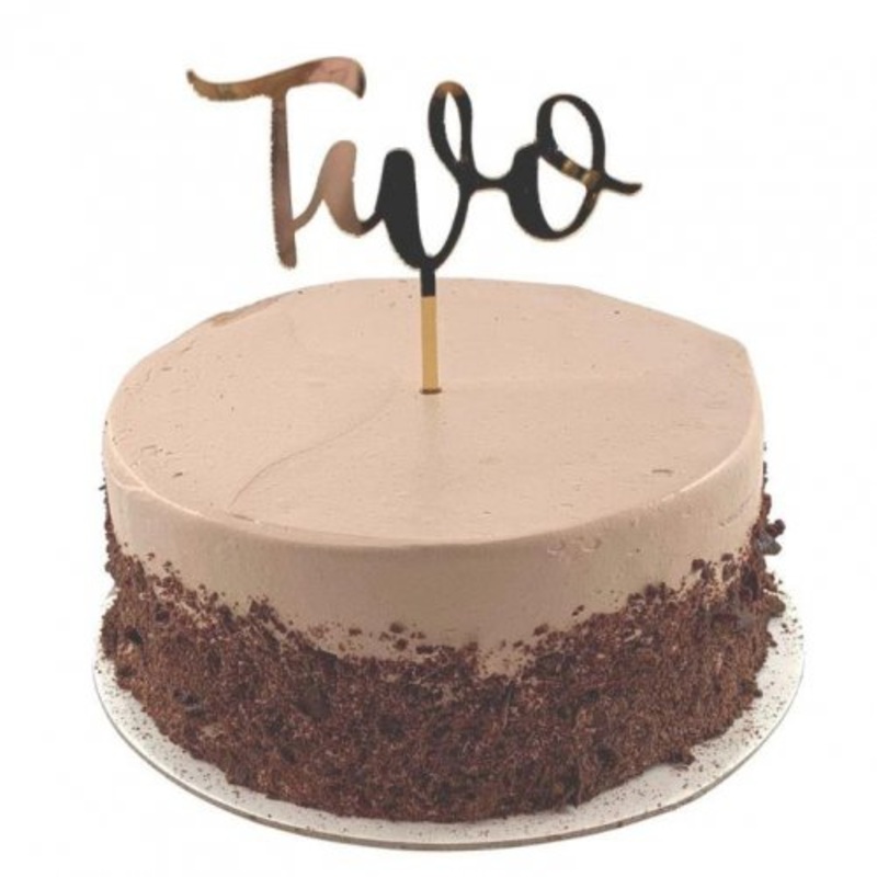 Cake Topper Acrylic 2mm Two Gold