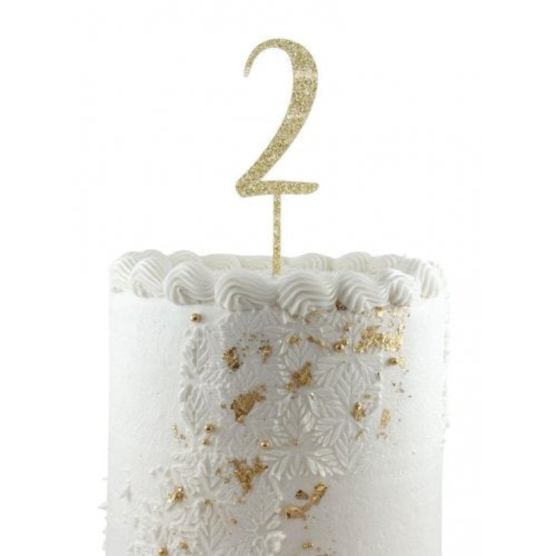 Cake Topper Acrylic Glitter 2.5mm Gold #2